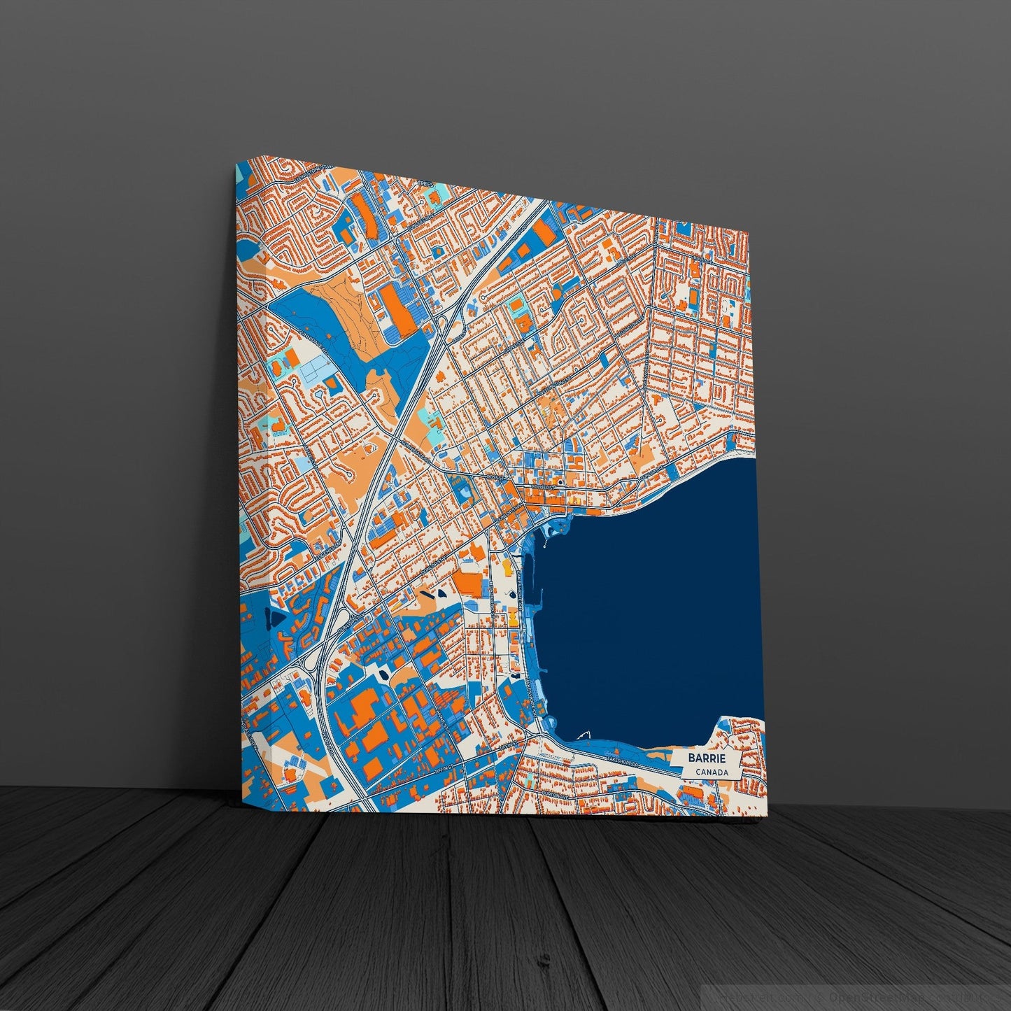 Barrie Canada Colorful City Map Canvas Print