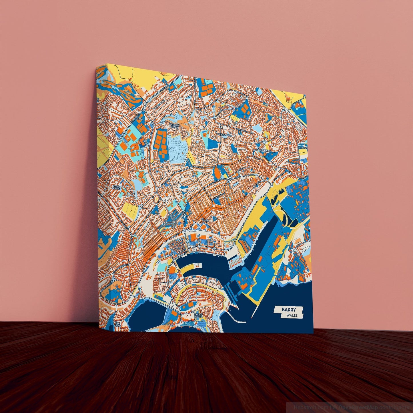 Barry Wales Colorful City Map Canvas Print