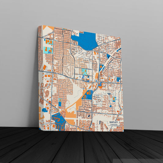 Bartlett Tennessee Colorful City Map Canvas Print