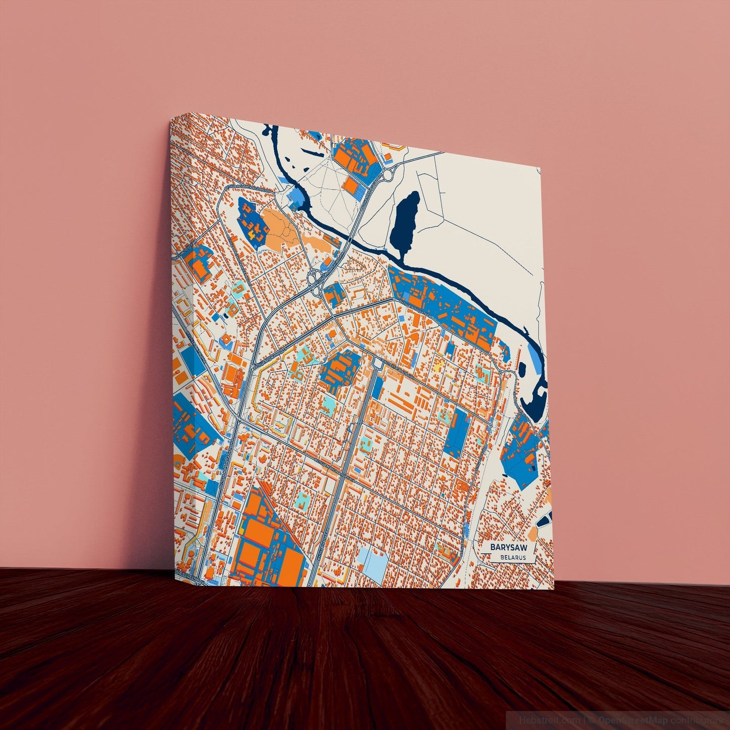 Barysaw Belarus Colorful City Map Canvas Print