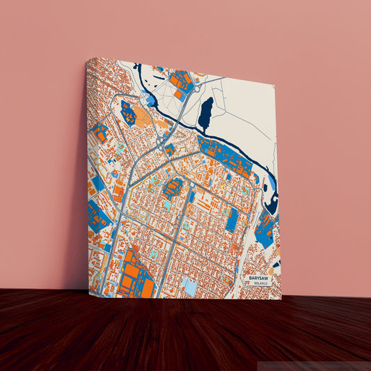 Barysaw Belarus Colorful City Map Canvas Print