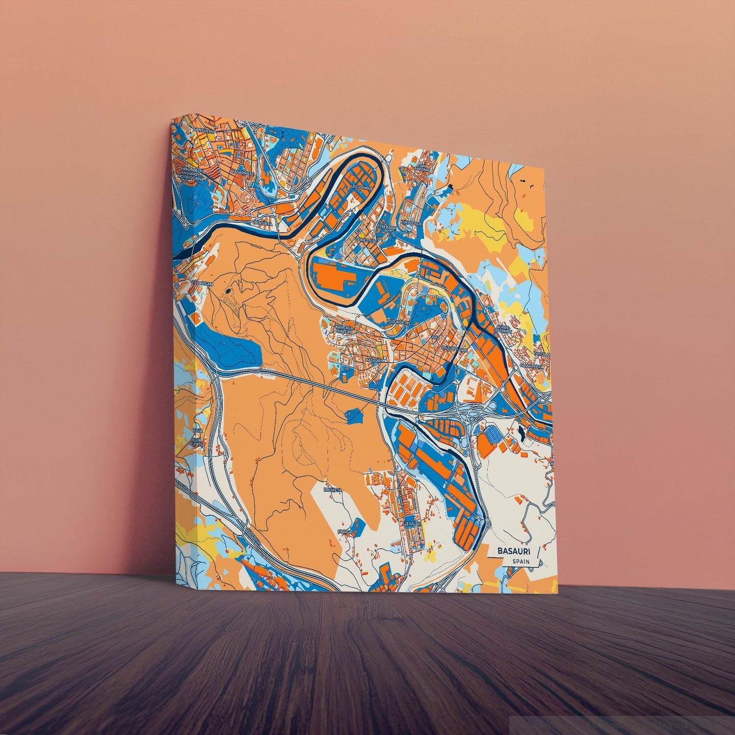 Basauri Spain Colorful City Map Canvas Print