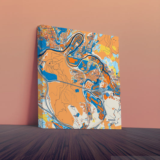 Basauri Spain Colorful City Map Canvas Print
