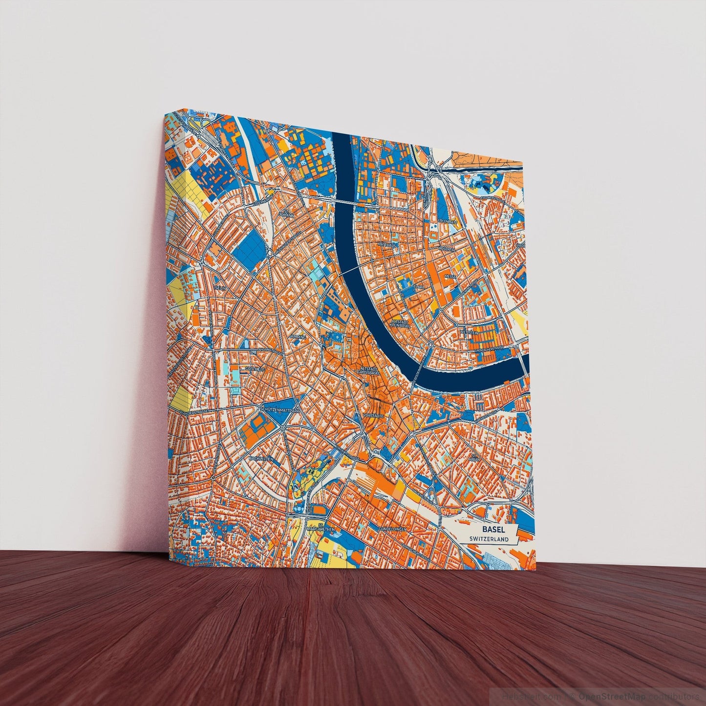 Basel Switzerland Colorful City Map Canvas Print