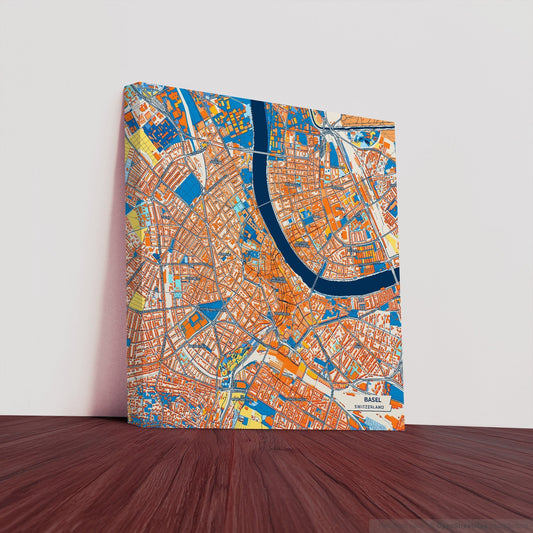 Basel Switzerland Colorful City Map Canvas Print