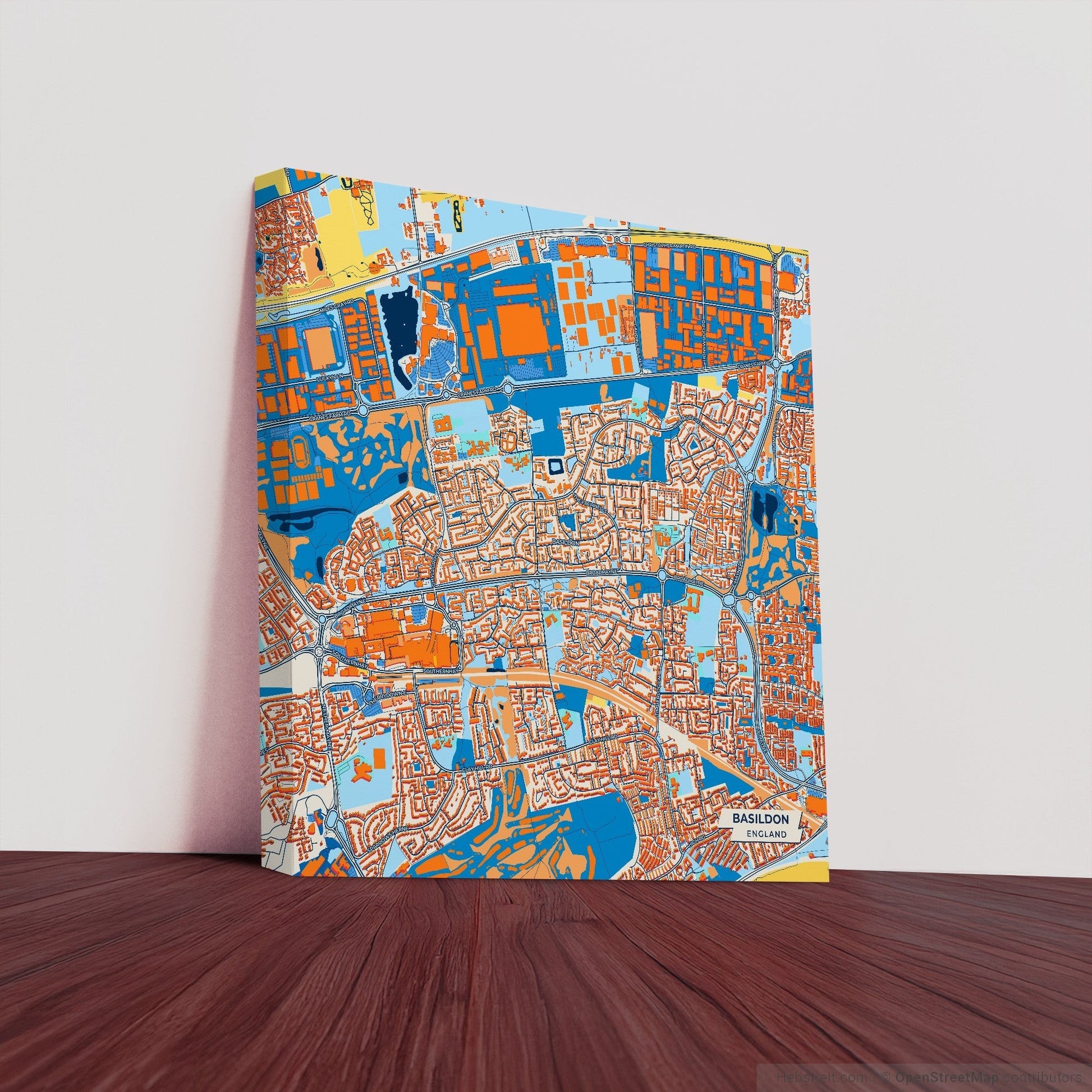 Basildon England Colorful City Map Canvas Print