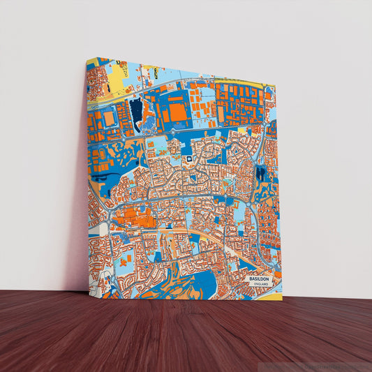 Basildon England Colorful City Map Canvas Print