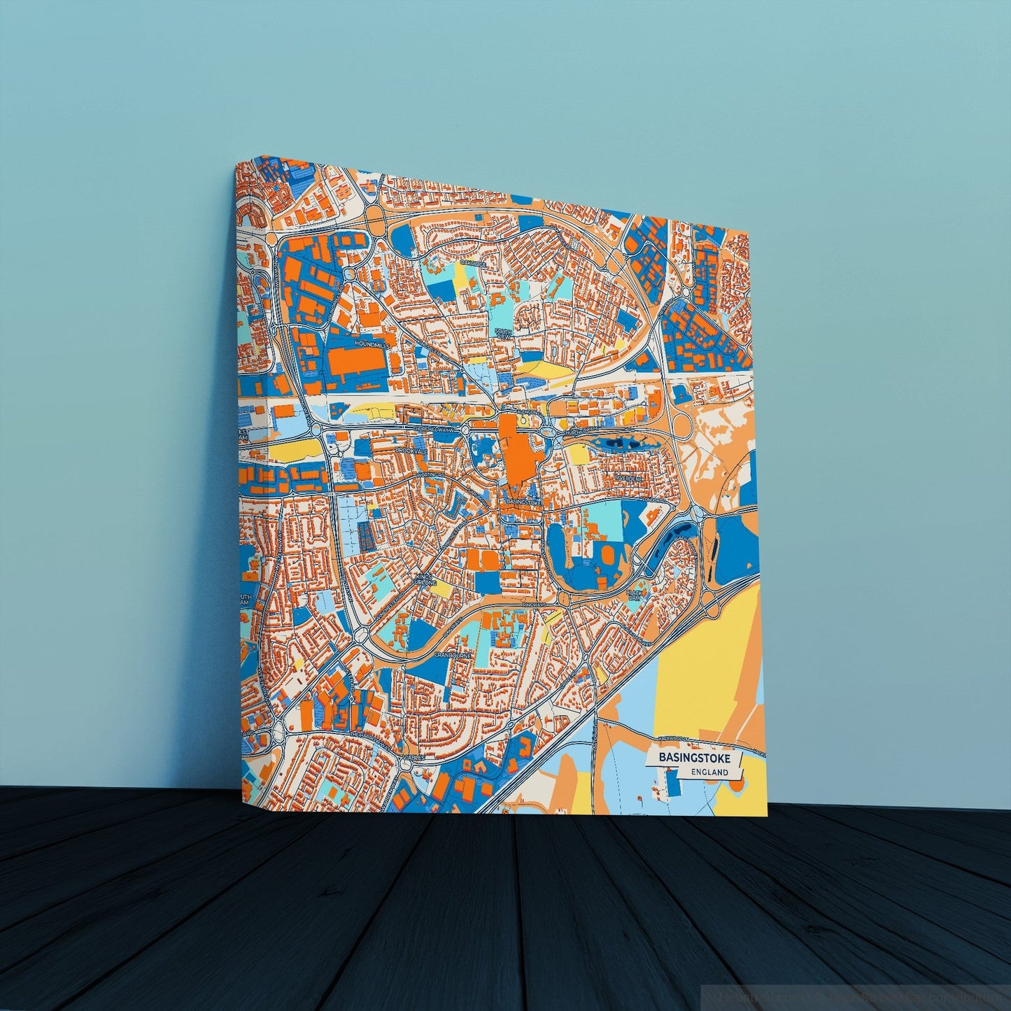 Basingstoke England Colorful City Map Canvas Print