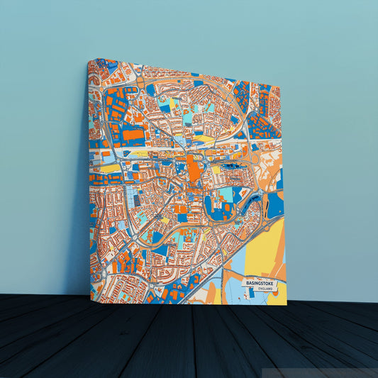 Basingstoke England Colorful City Map Canvas Print