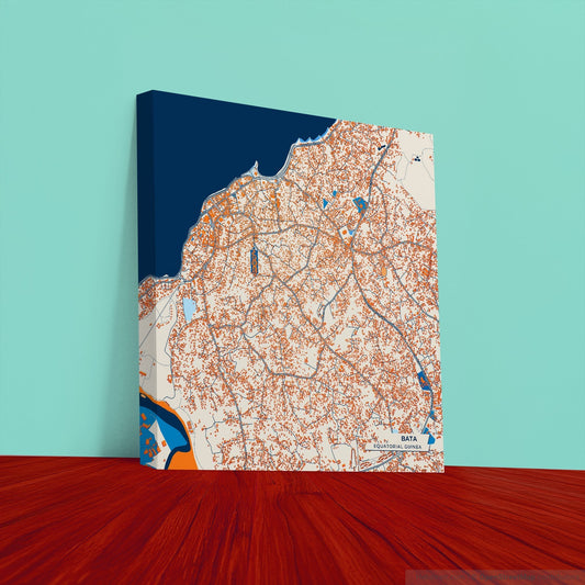 Bata Equatorial Guinea Colorful City Map Canvas Print