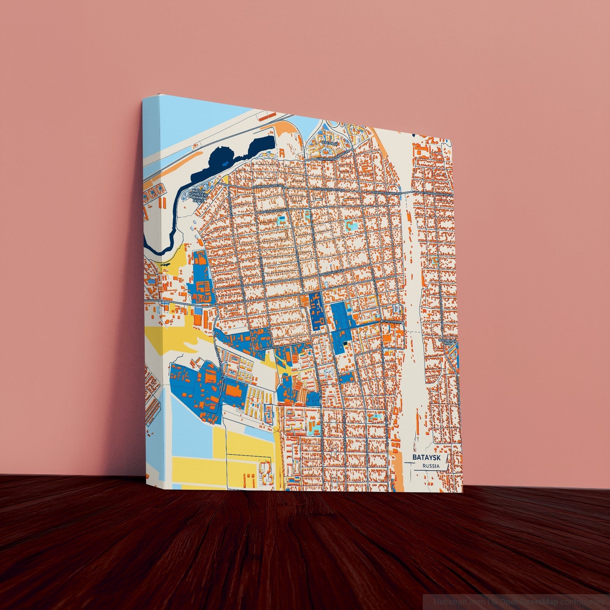 Батайск Russia Colorful City Map Canvas Print