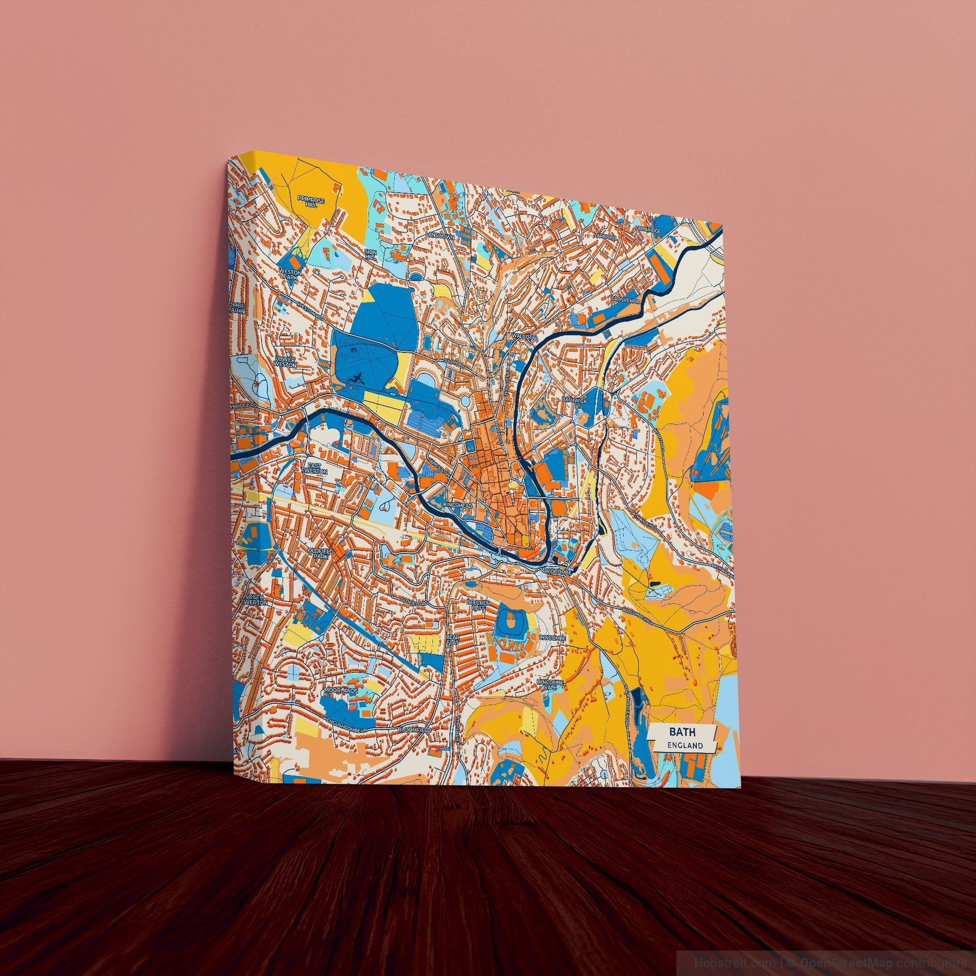 Bath England Colorful City Map Canvas Print