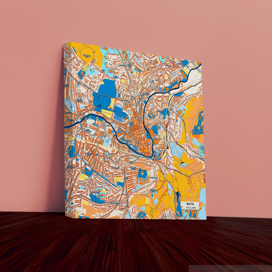 Bath England Colorful City Map Canvas Print