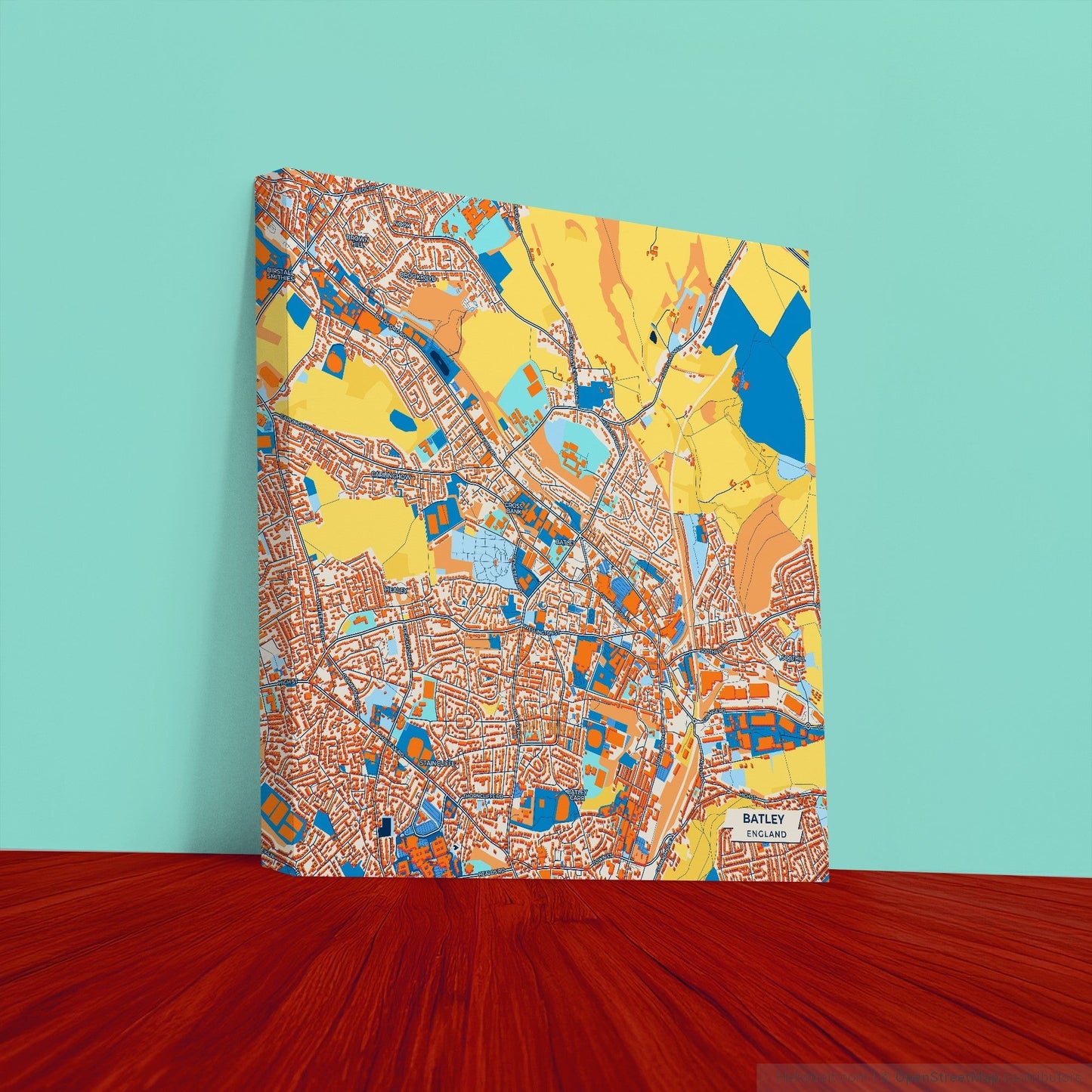 Batley England Colorful City Map Canvas Print