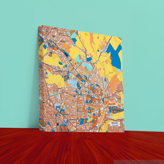 Batley England Colorful City Map Canvas Print