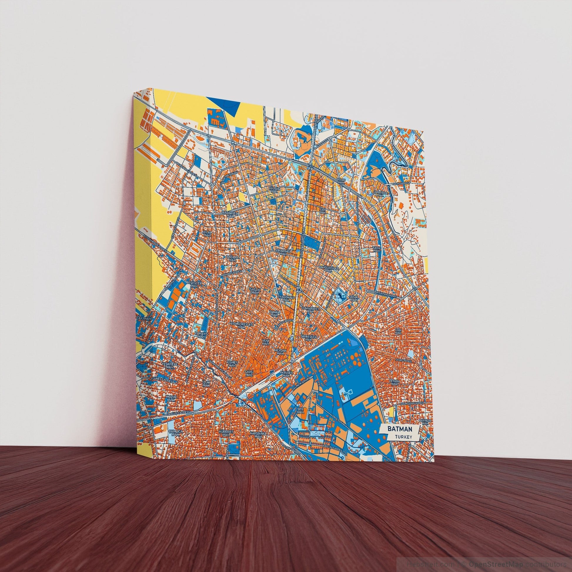 Yarasa Adam Turkey Colorful City Map Canvas Print