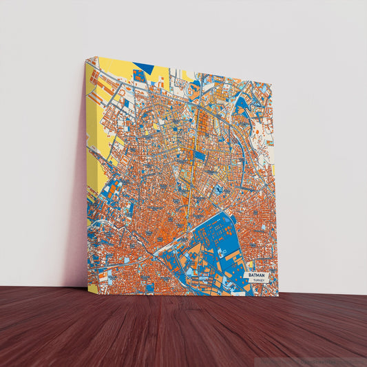 Yarasa Adam Turkey Colorful City Map Canvas Print