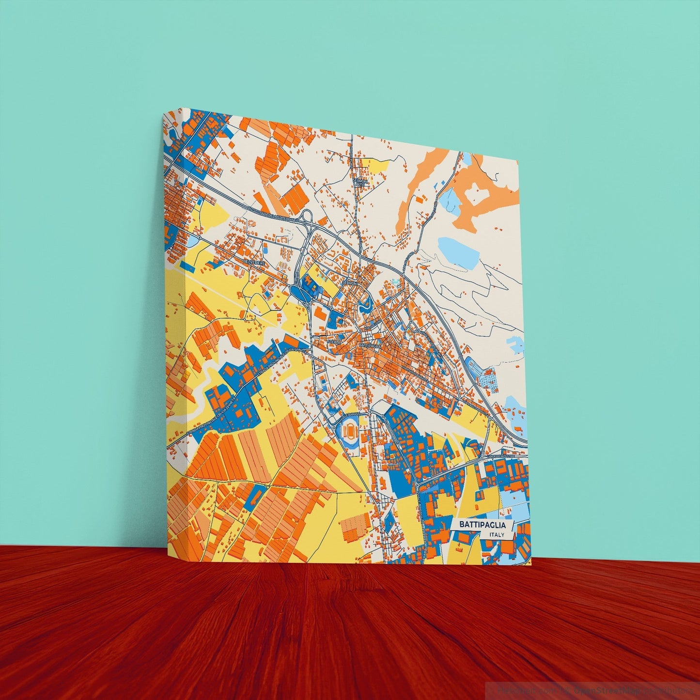 Battipaglia Italy Colorful City Map Canvas Print