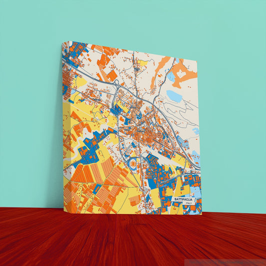 Battipaglia Italy Colorful City Map Canvas Print