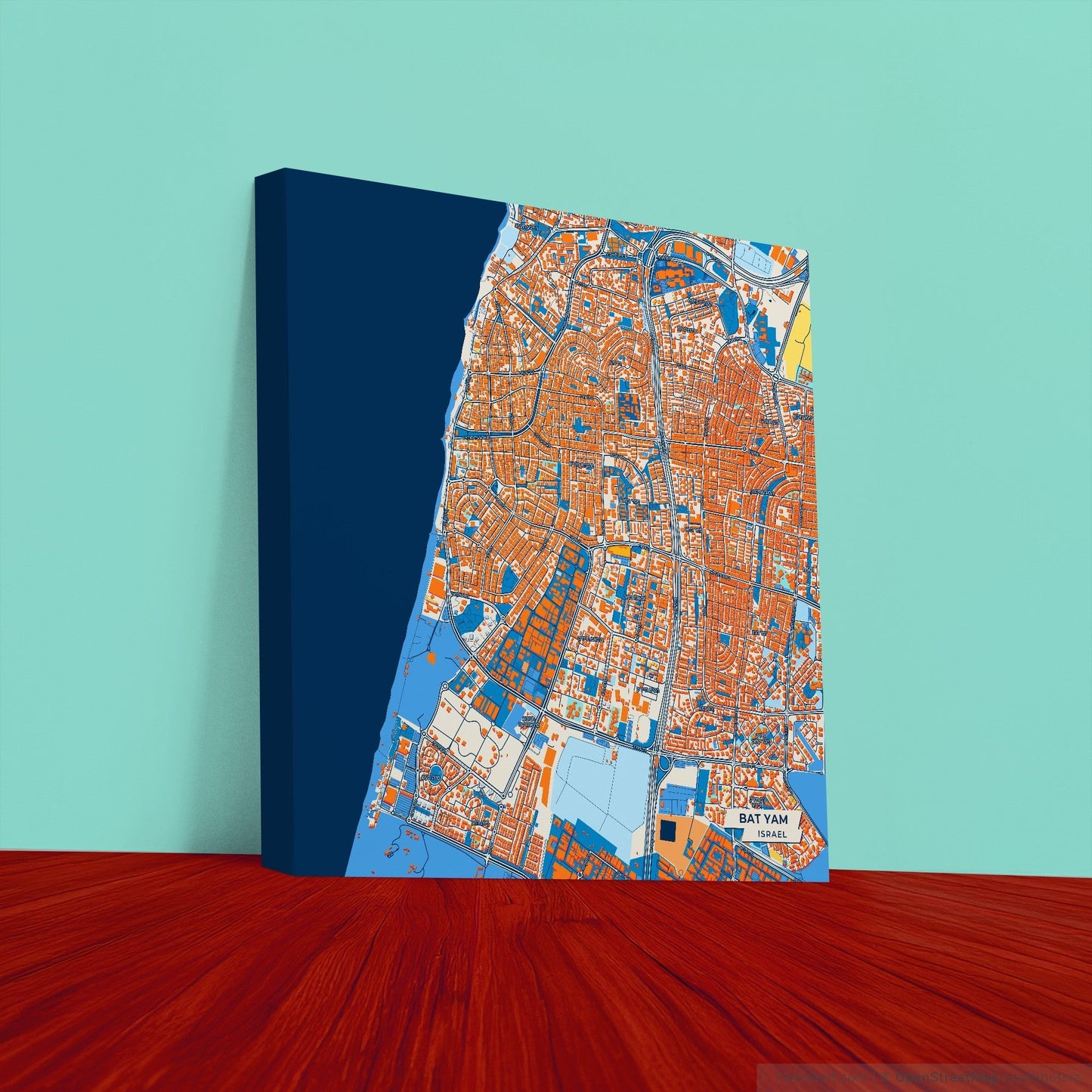 Bat Yam Israel Colorful City Map Canvas Print