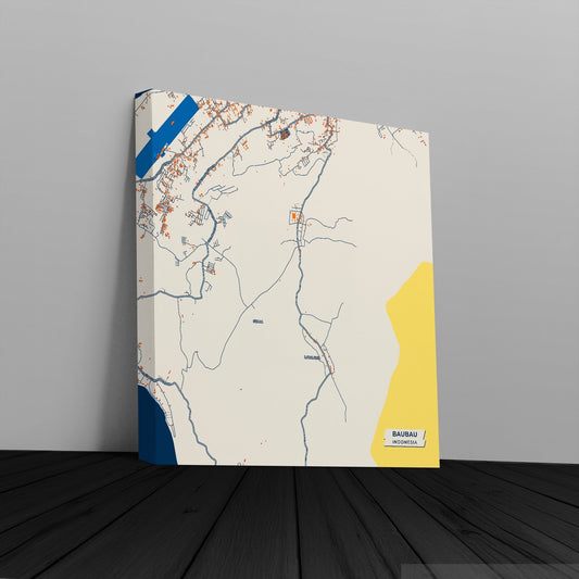 Baubau Indonesia Colorful City Map Canvas Print