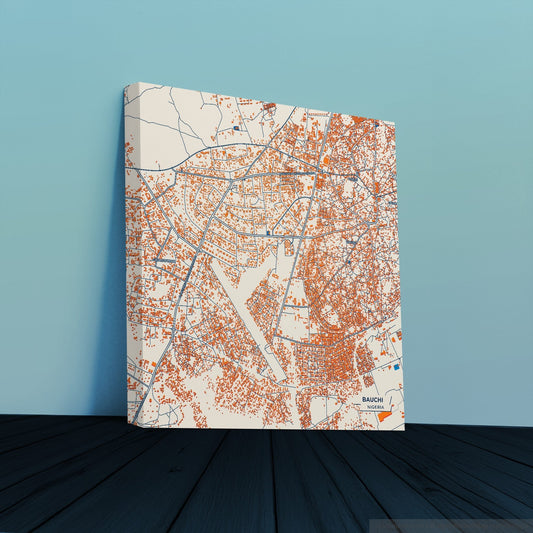Bauchi Nigeria Colorful City Map Canvas Print
