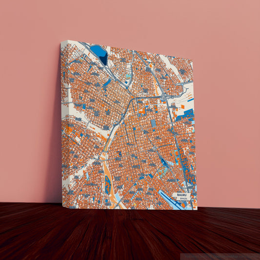 Bauru Brazil Colorful City Map Canvas Print