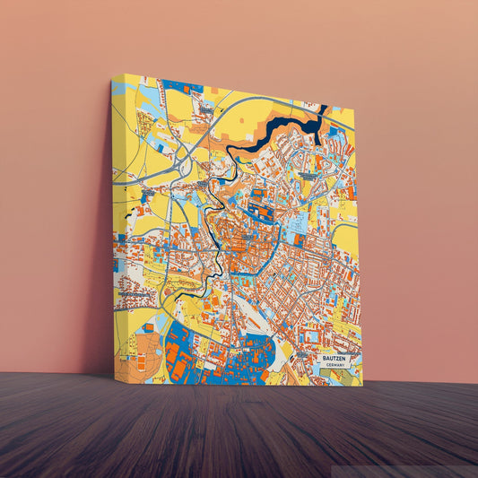 Bautzen Germany Colorful City Map Canvas Print