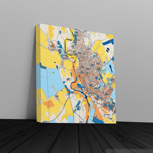 Bayamo Cuba Colorful City Map Canvas Print