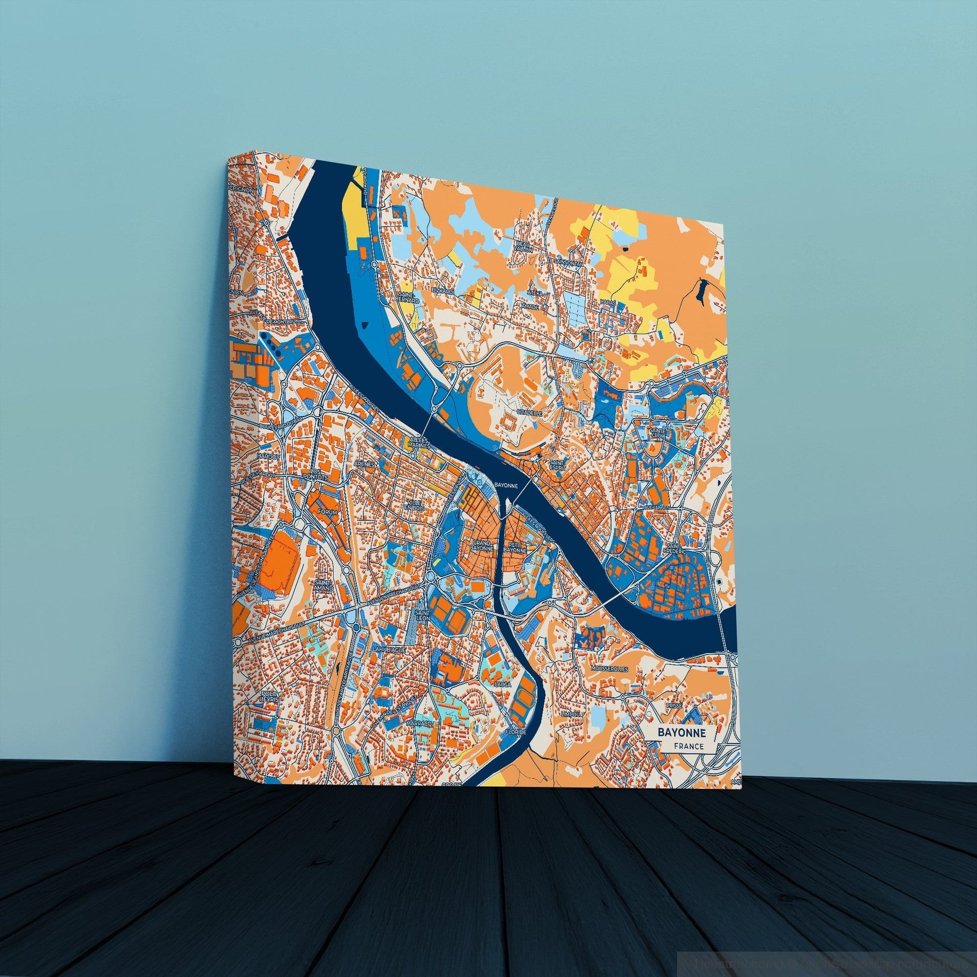 Bayonne France Colorful City Map Canvas Print