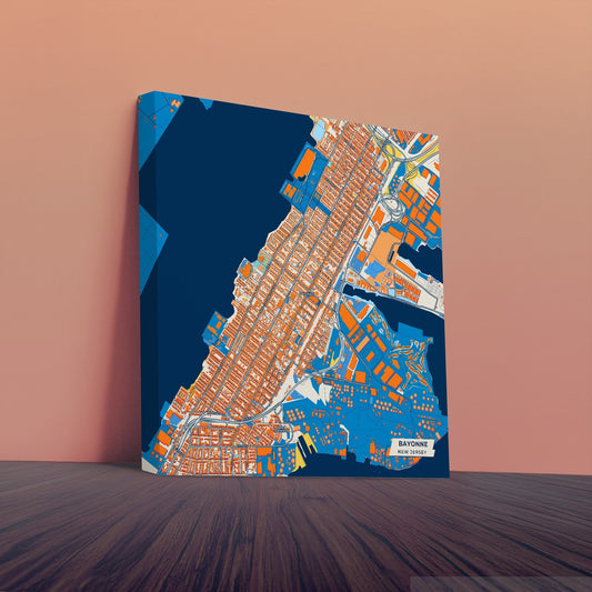 Bayonne New Jersey Colorful City Map Canvas Print