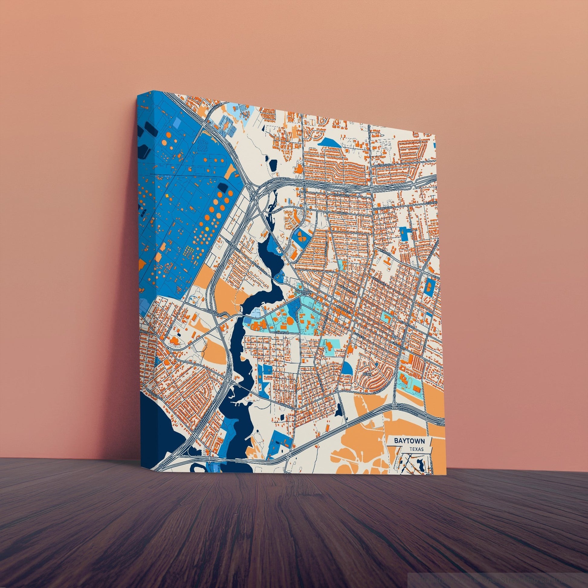 Baytown Texas Colorful City Map Canvas Print