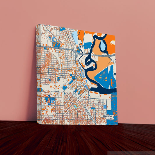 Beaumont Texas Colorful City Map Canvas Print