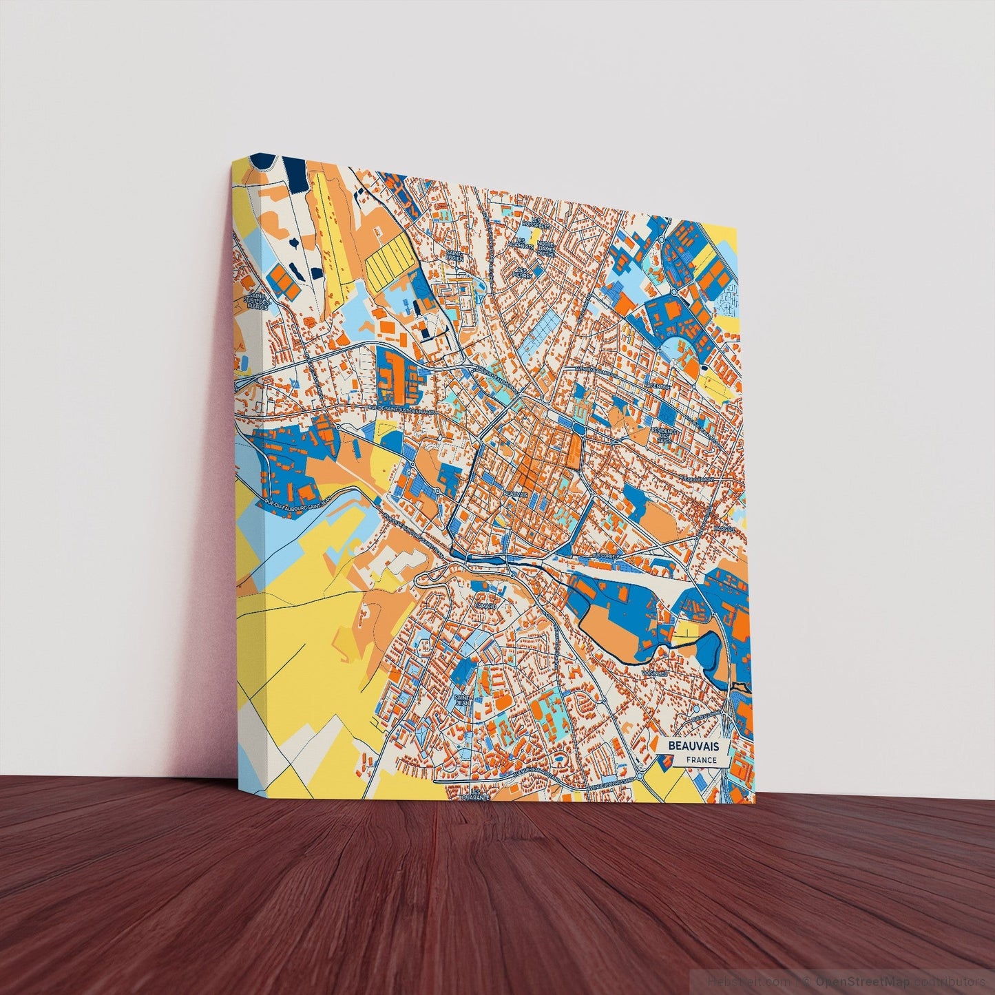 Beauvais France Colorful City Map Canvas Print