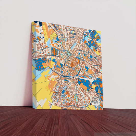 Beauvais France Colorful City Map Canvas Print