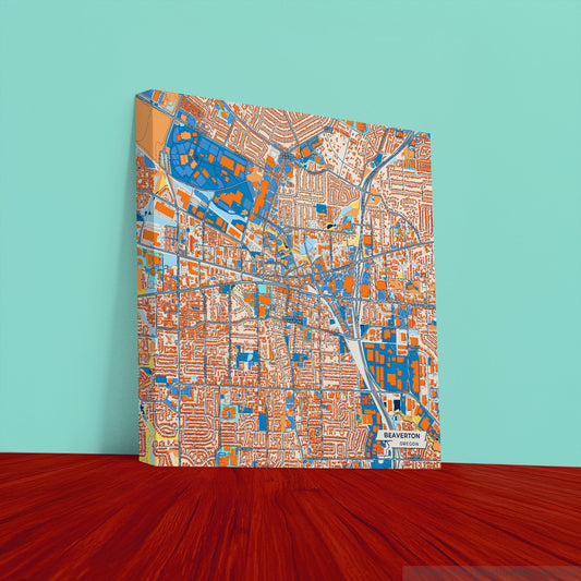Beaverton Oregon Colorful City Map Canvas Print