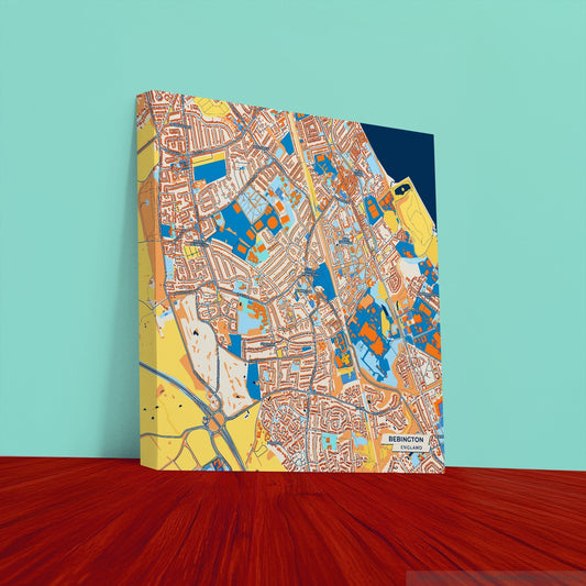 Bebington England Colorful City Map Canvas Print