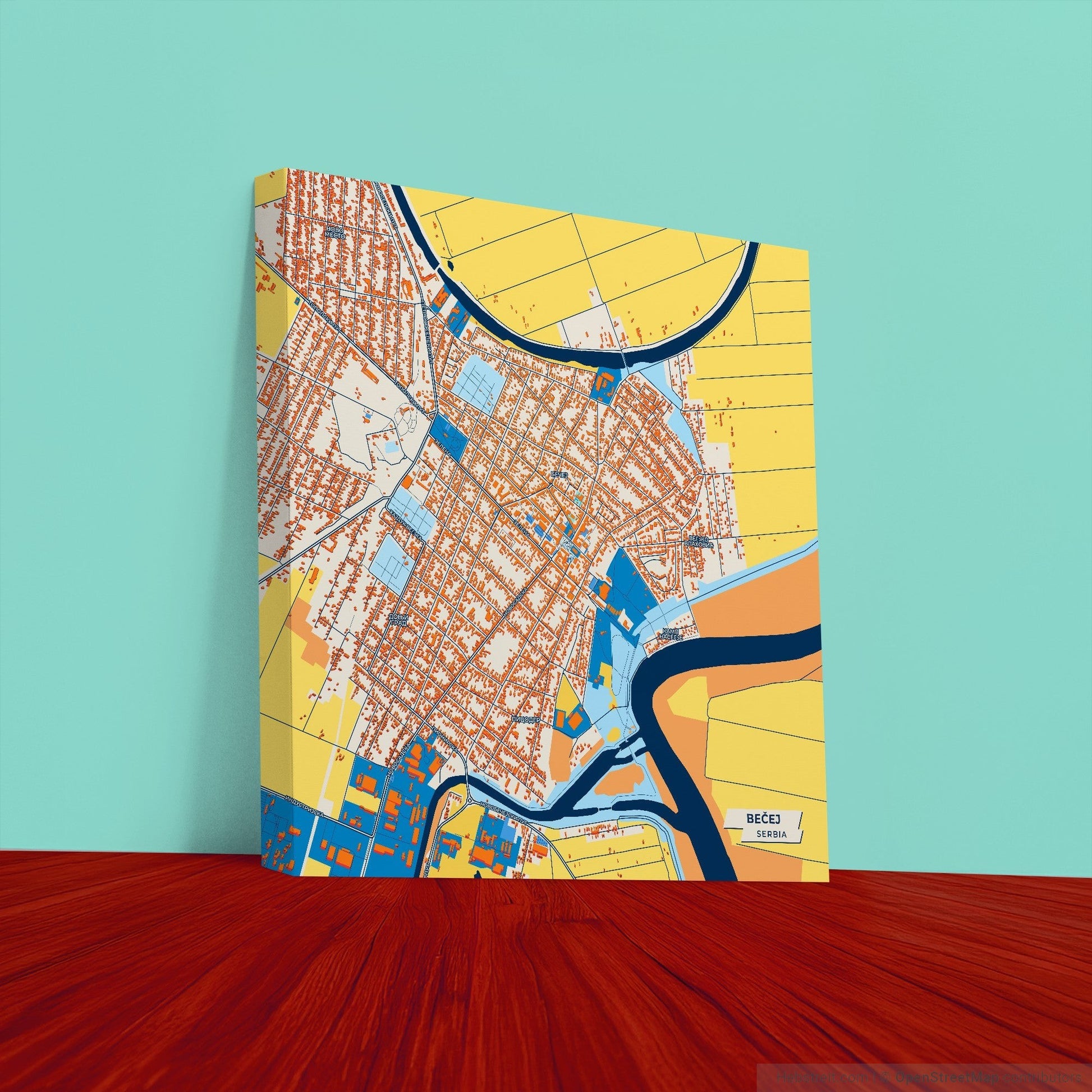 Бечеј Serbia Colorful City Map Canvas Print