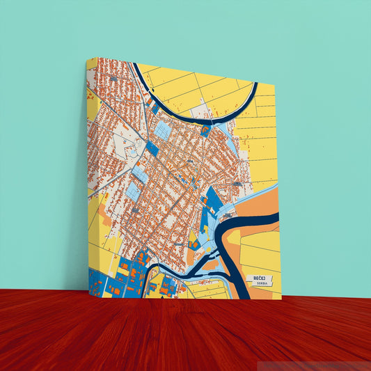 Бечеј Serbia Colorful City Map Canvas Print