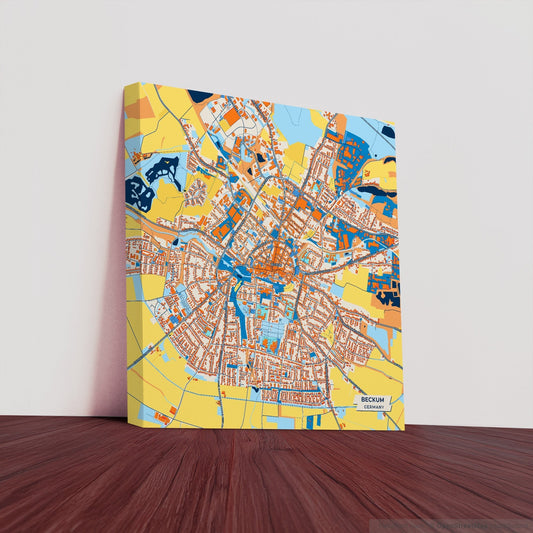 Beckum Germany Colorful City Map Canvas Print