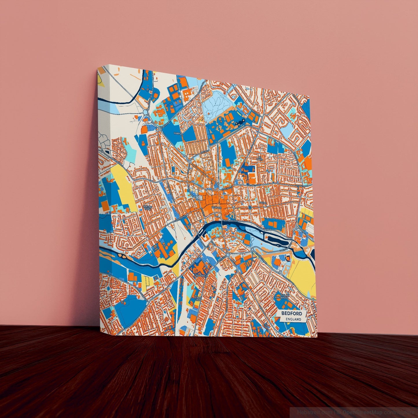 Bedford England Colorful City Map Canvas Print