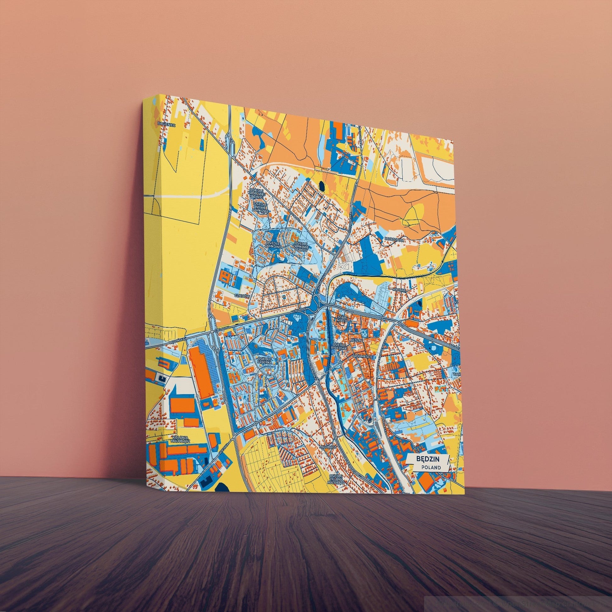 Będzin Poland Colorful City Map Canvas Print
