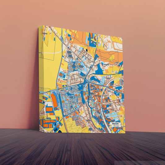 Będzin Poland Colorful City Map Canvas Print