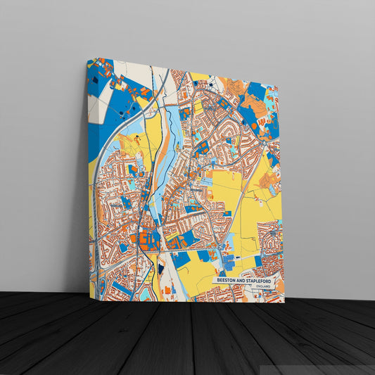 Beeston And Stapleford England Colorful City Map Canvas Print