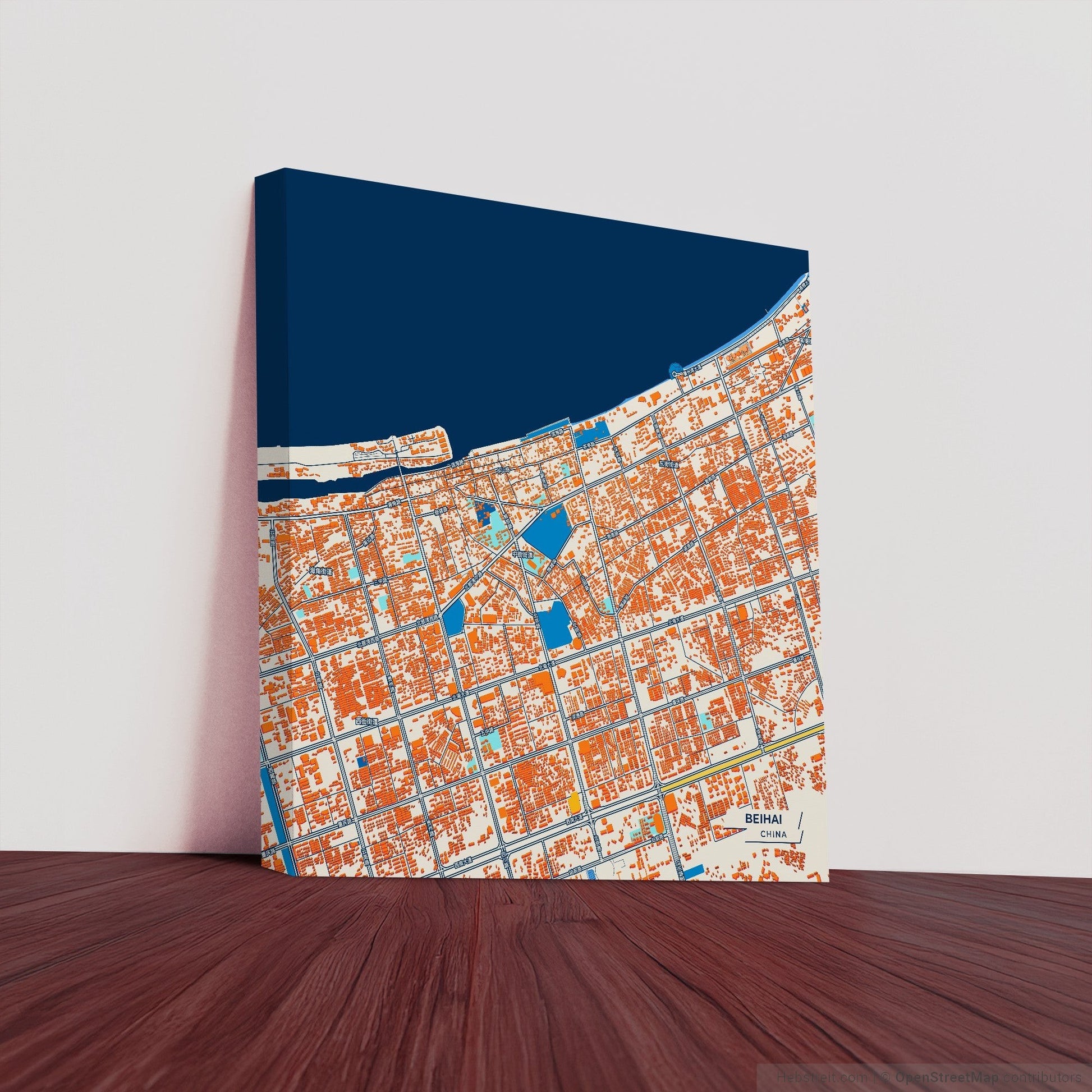 Beihai China Colorful City Map Canvas Print