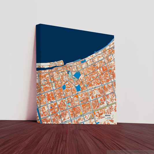 Beihai China Colorful City Map Canvas Print