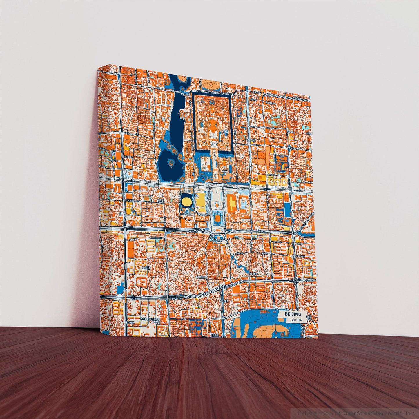 Beijing China Colorful City Map Canvas Print