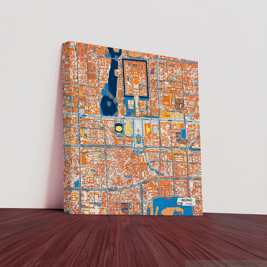 Beijing China Colorful City Map Canvas Print