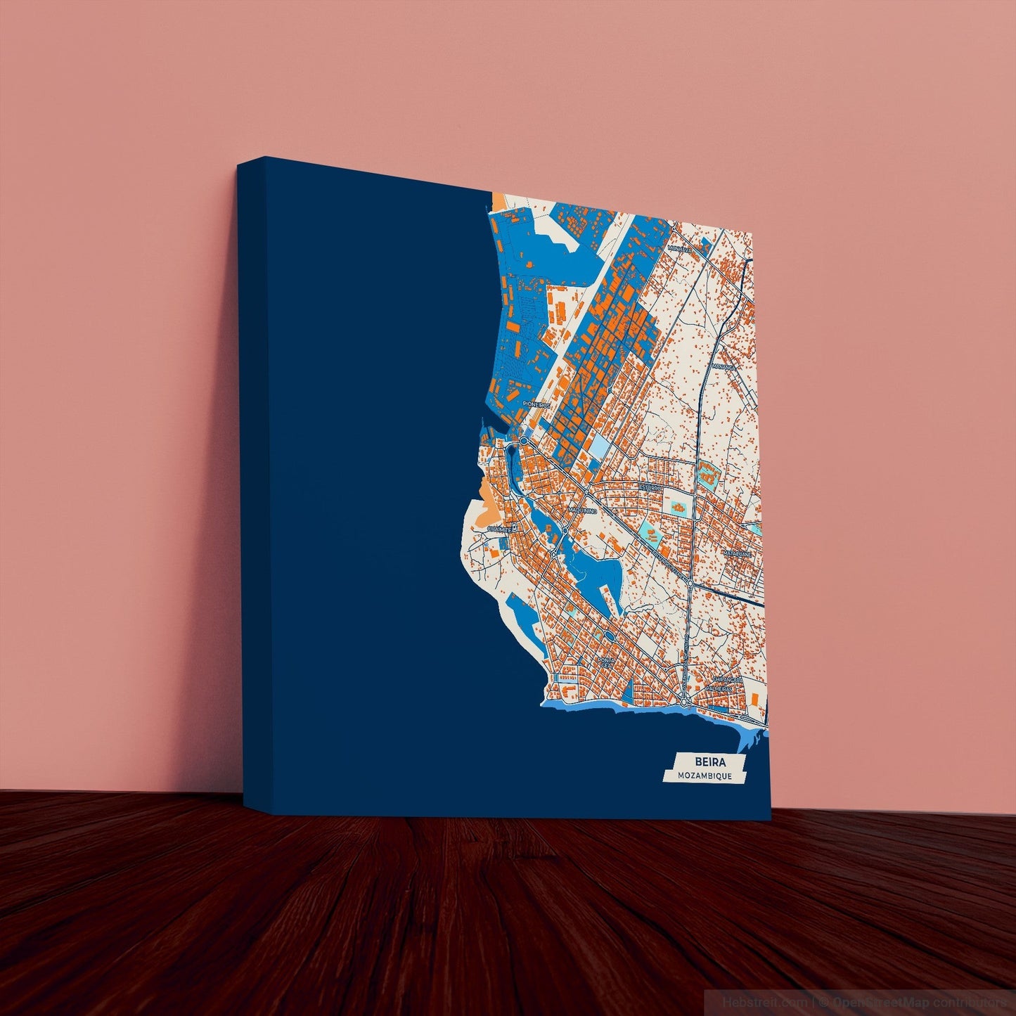 Beira Mozambique Colorful City Map Canvas Print