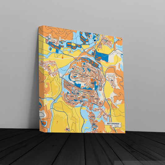 Beit Shemesh Israel Colorful City Map Canvas Print